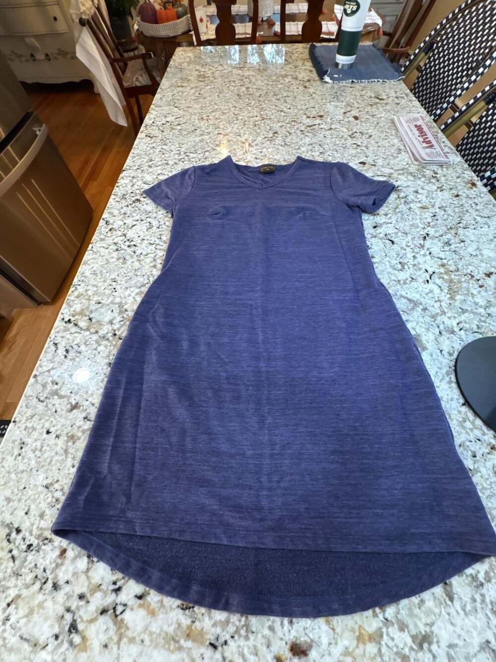 32 Degrees Cool Ladies Dress Size S Blue V-Neck Short Sleeve Pullover